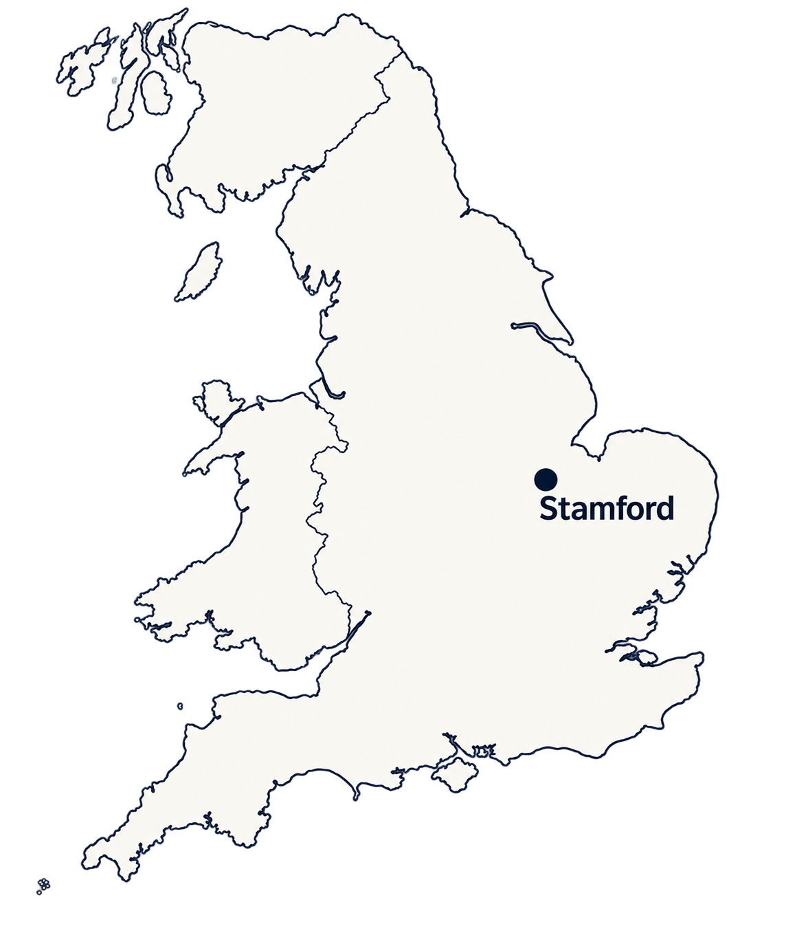 Map showing Stamford in Lincolnshire